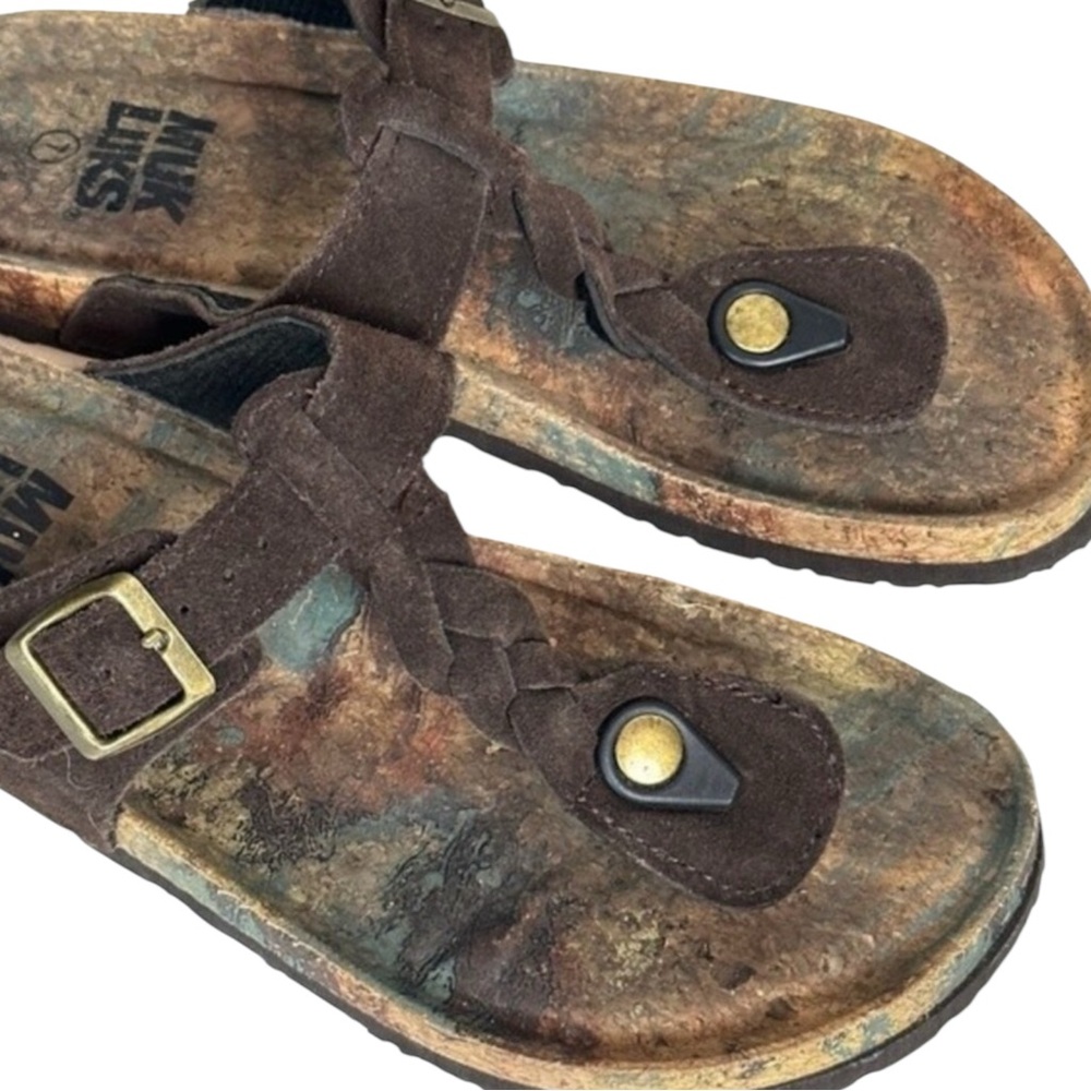 MUKLUK Marsha Terra Turf Leather Sandals — Not Birkenstock —  in Black Size 7 - Picture 3 of 7